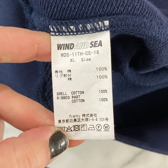 Wind and Sea‎ Hoodie Men's Size XL Navy Cotton Long Sleeve Drawstring Sweatshirt - Picture 11 of 12